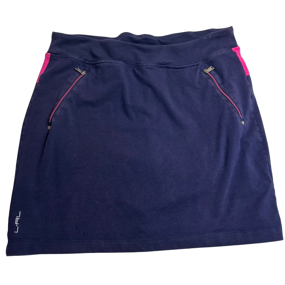 Lauren Ralph Lauren Skort Women's Navy Blue Good Zip Pocket Athletic Sz Med Flaw
